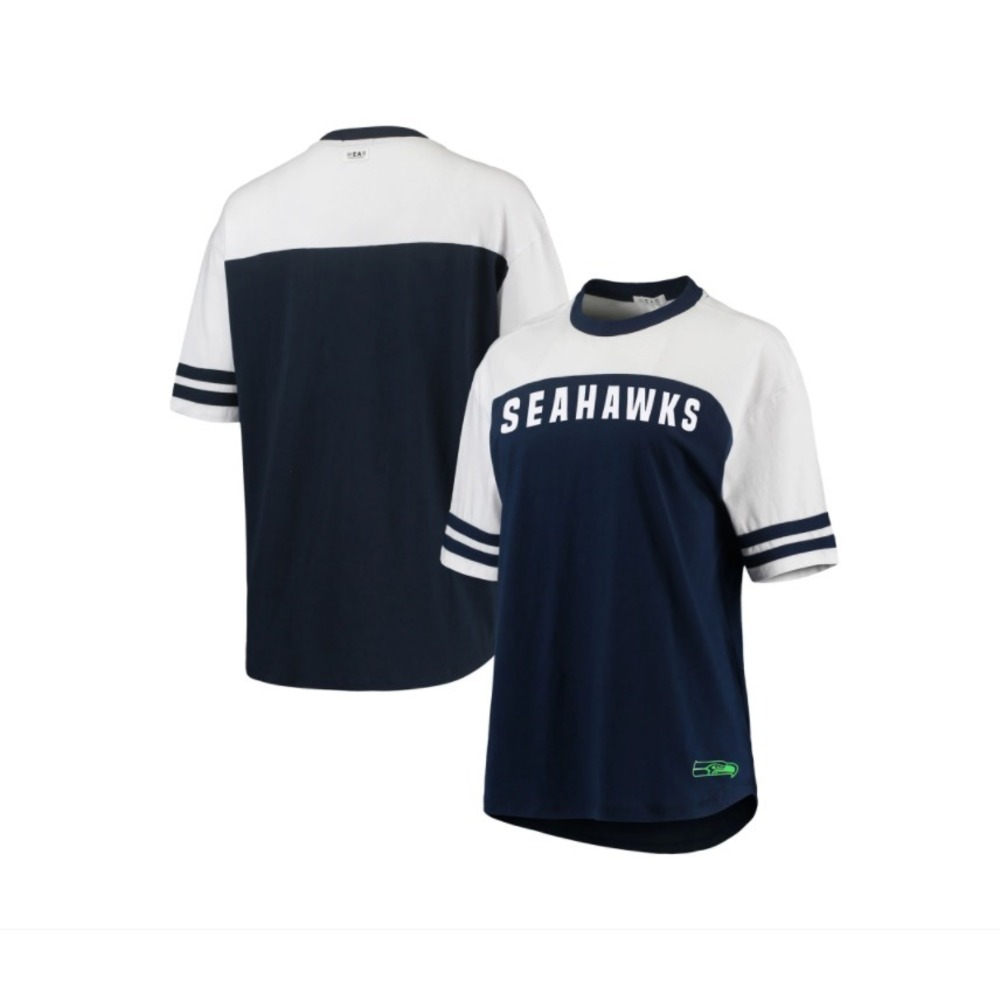 Wear By Erin Andrews Women Seahawks Stripe Tri-Blend T shirt Medium